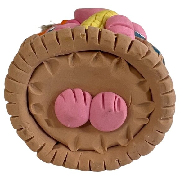 3 Clay Pig Art Sculpture Figurines Bumblebee Native American Indian Girl - Picture 8 of 12